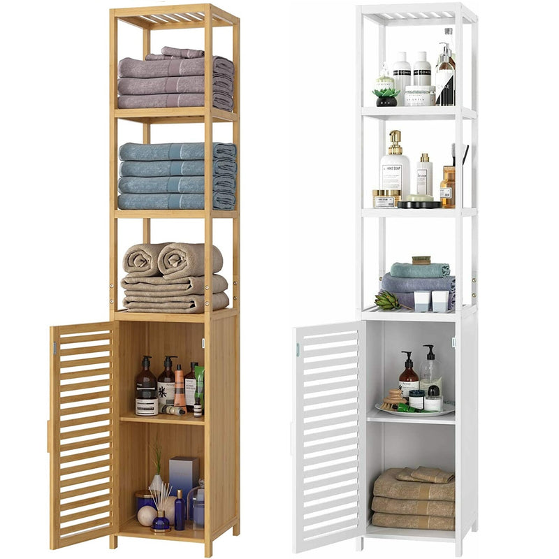 Bamboo Tall 3 Tiers Narrow Storage Cabinet
