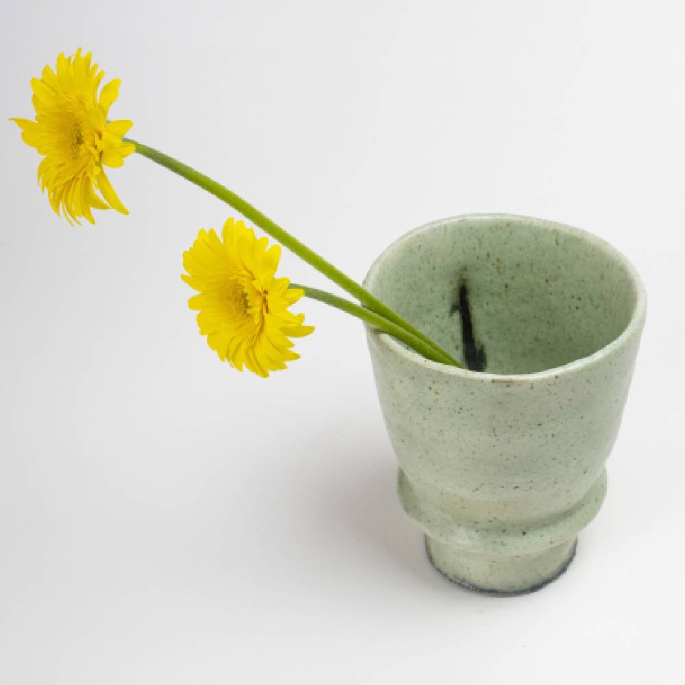 Japanese Green Vase Author Ashes Technique