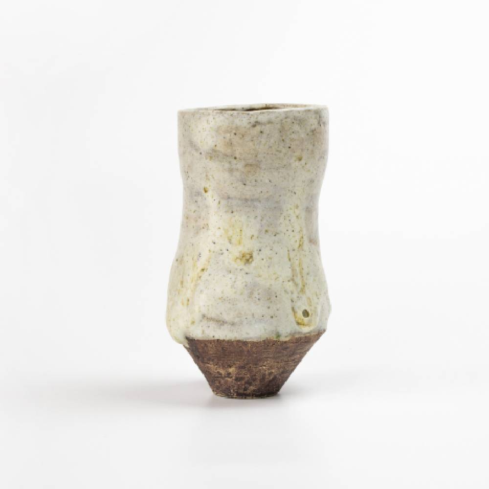 Japanese Natural White Shino Classic Ash Glaze Vase