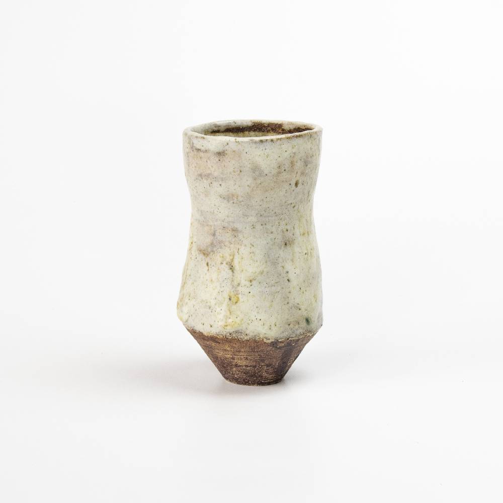 Japanese Natural White Shino Classic Ash Glaze Vase