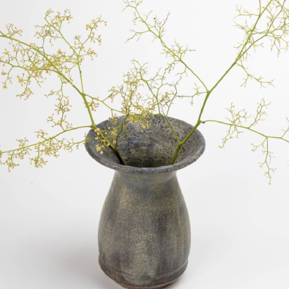 Japanese Grey and Earth Color Author Ash Glaze Vase