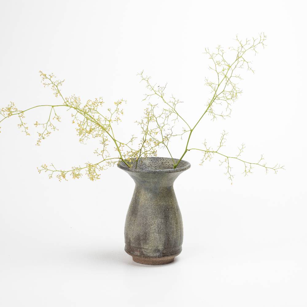 Japanese Grey and Earth Color Author Ash Glaze Vase