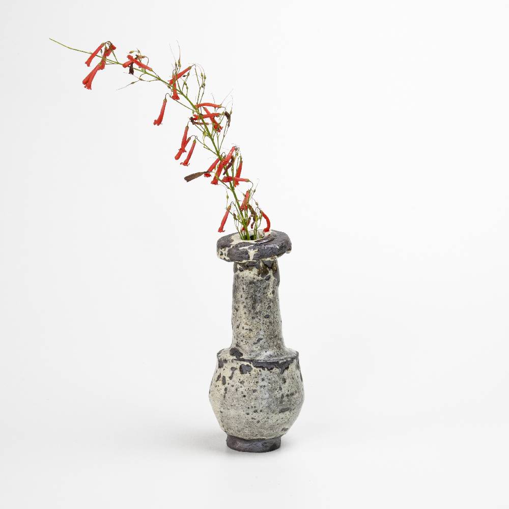 Japanese Rusty White Author Ash Glaze Vase