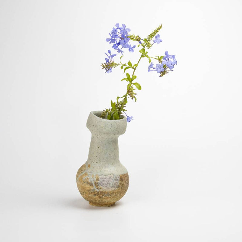 Japanese White Beige Shino Classic Ash Vase