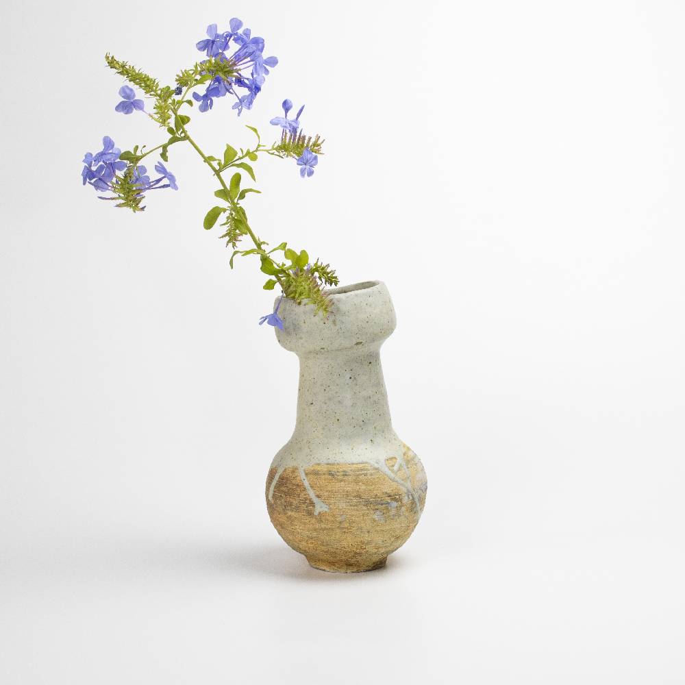 Japanese White Beige Shino Classic Ash Vase