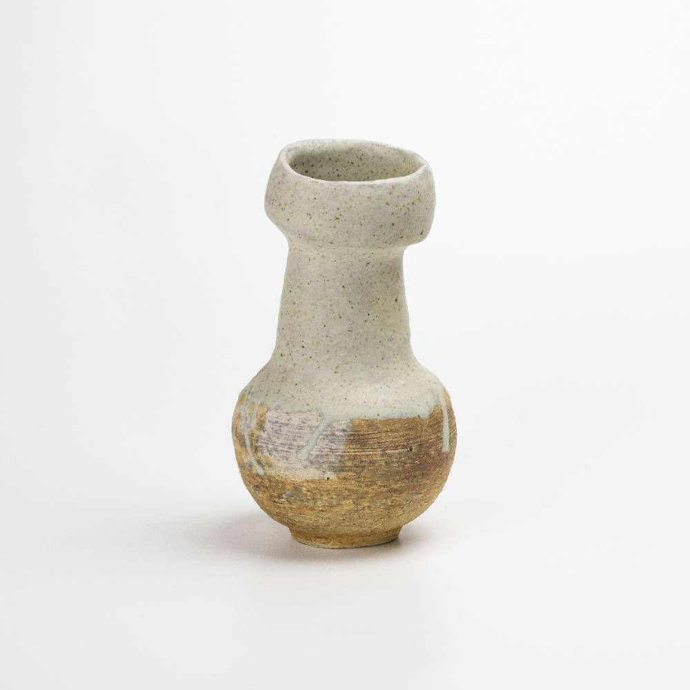 Japanese White Beige Shino Classic Ash Vase