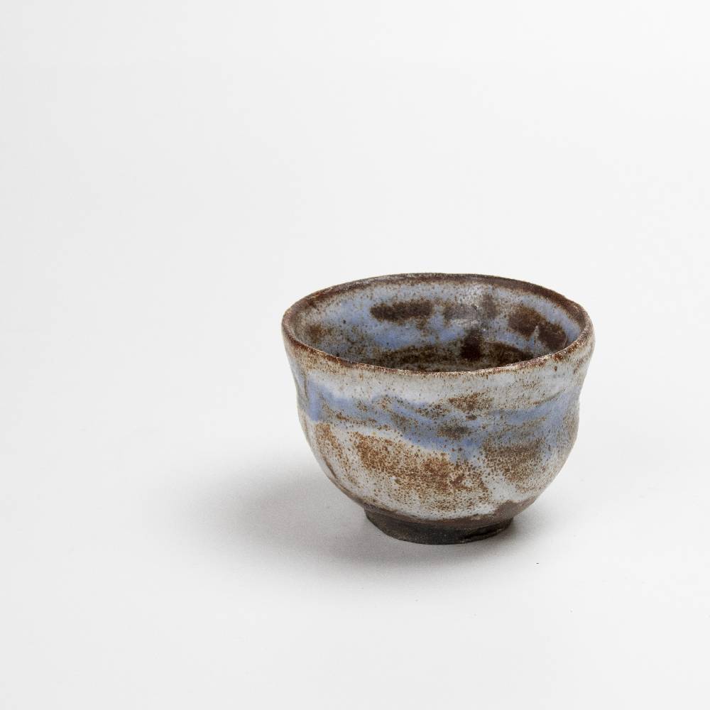 Japanese Brown Blue Tea Cup Author Glaze