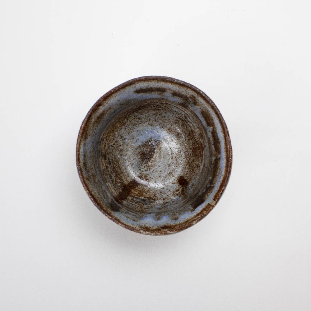 Japanese Brown Blue Tea Cup Author Glaze