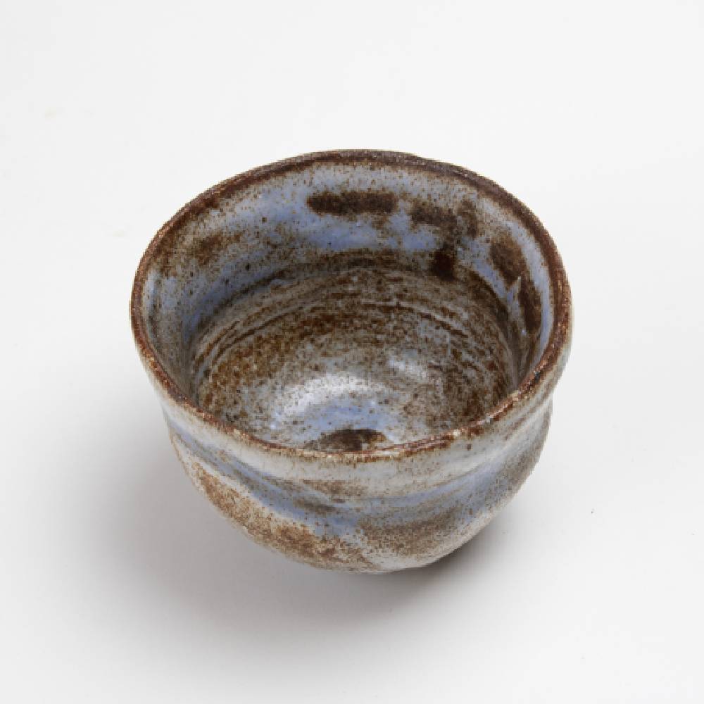 Japanese Brown Blue Tea Cup Author Glaze