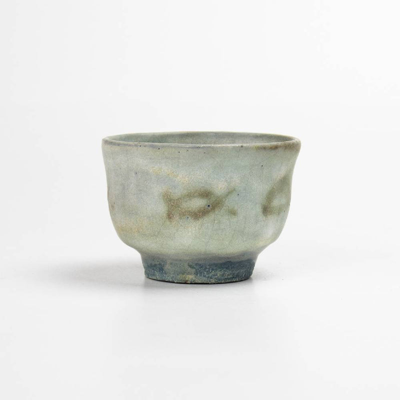 Japanese Author Glaze Grey Blue Tea Cup