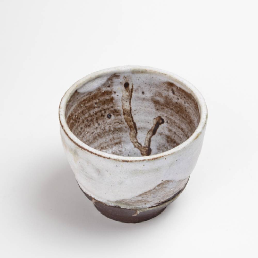 Japanese White Rusty Shino Classic Tea Bowl