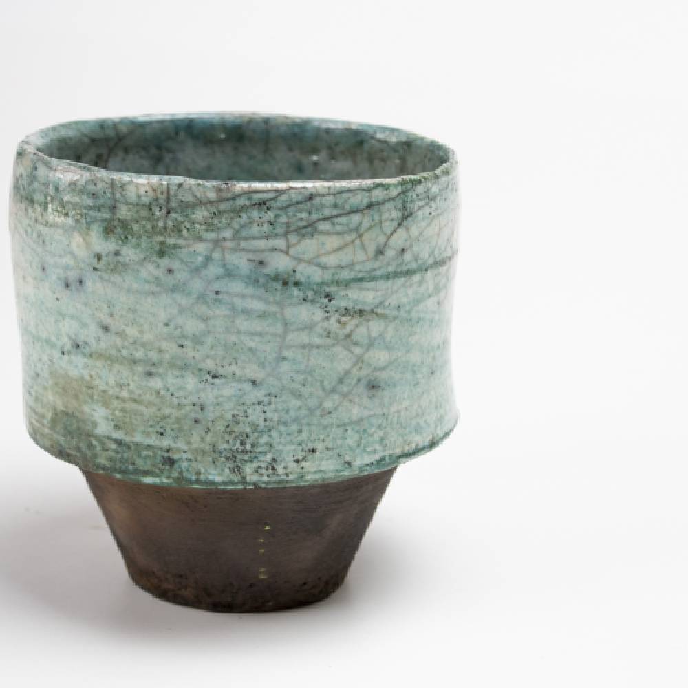 Japanese Cracked Green Raku Tea Cup