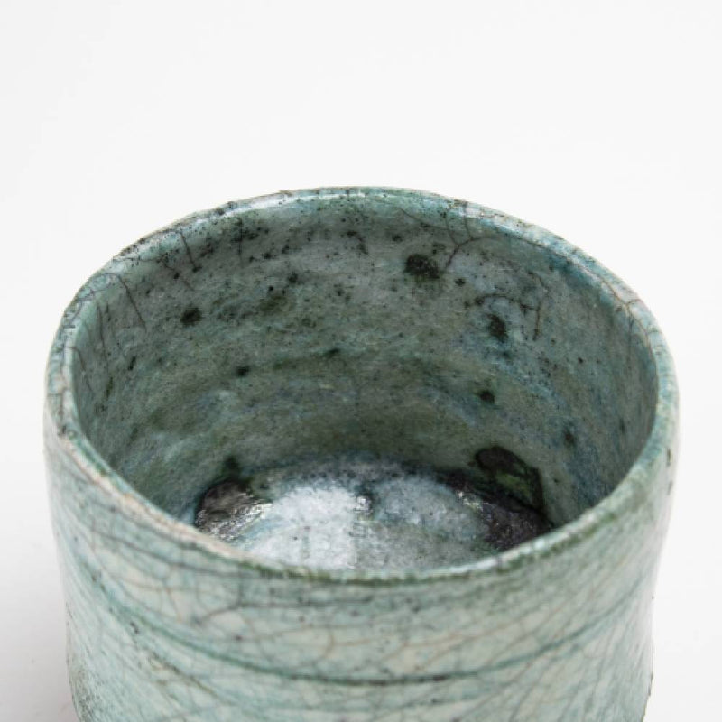 Japanese Cracked Green Raku Tea Cup
