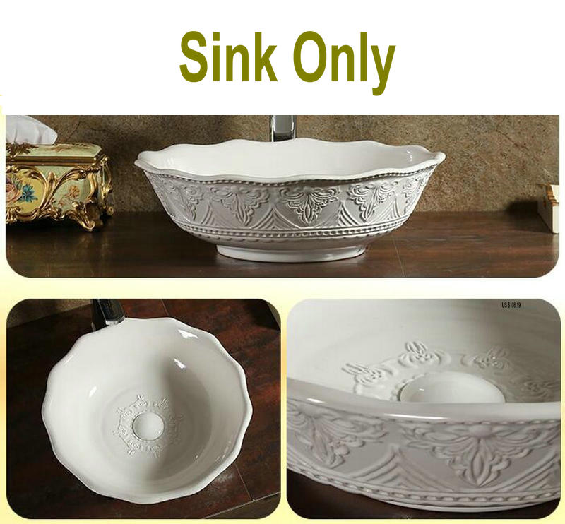 Baroque Style Artistic Round Ceramic Countertop Basin