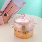 Pink Borosilicate Glass Cooking Pot