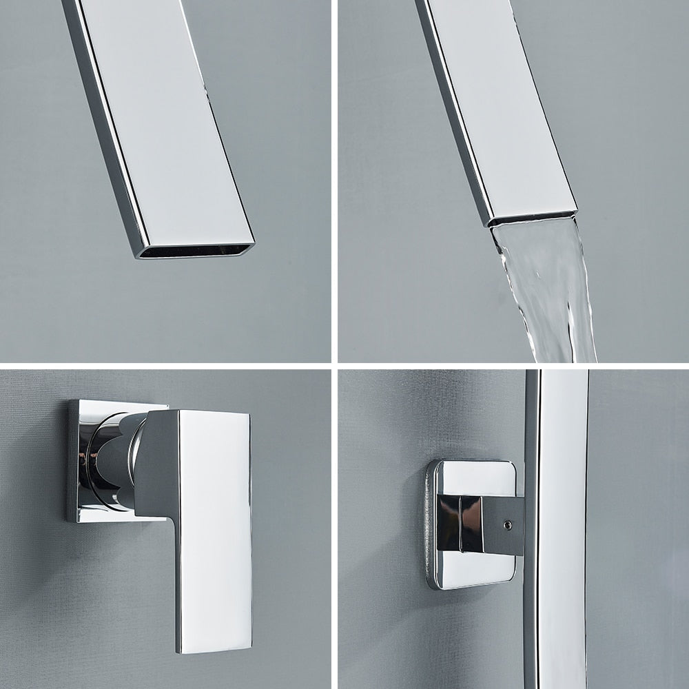 Wall Mounted Spout Waterfall Basin Faucet