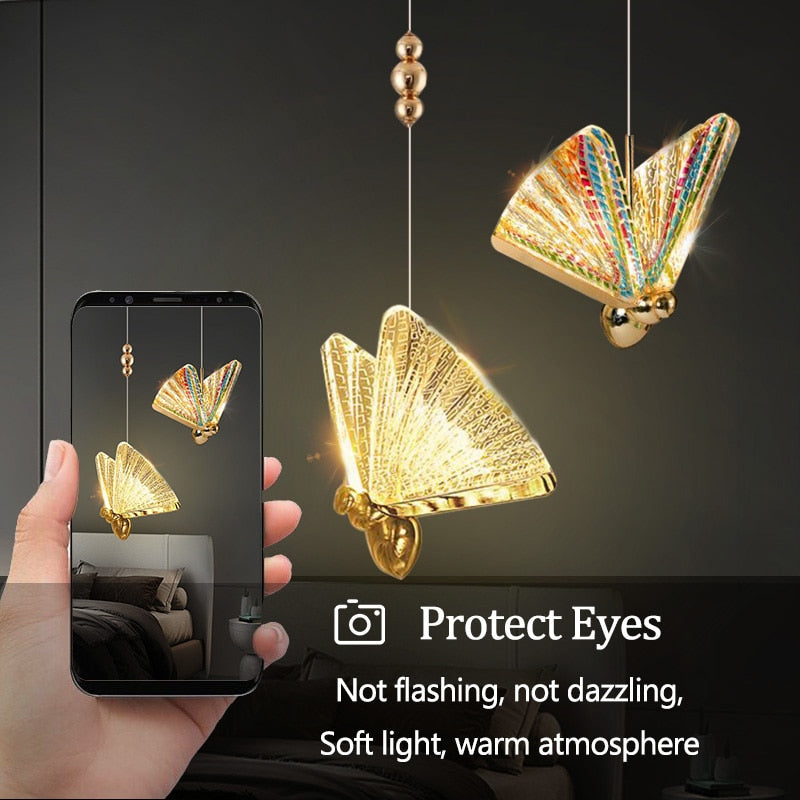 Butterfly Led Pendant Lights Hanging Lamp