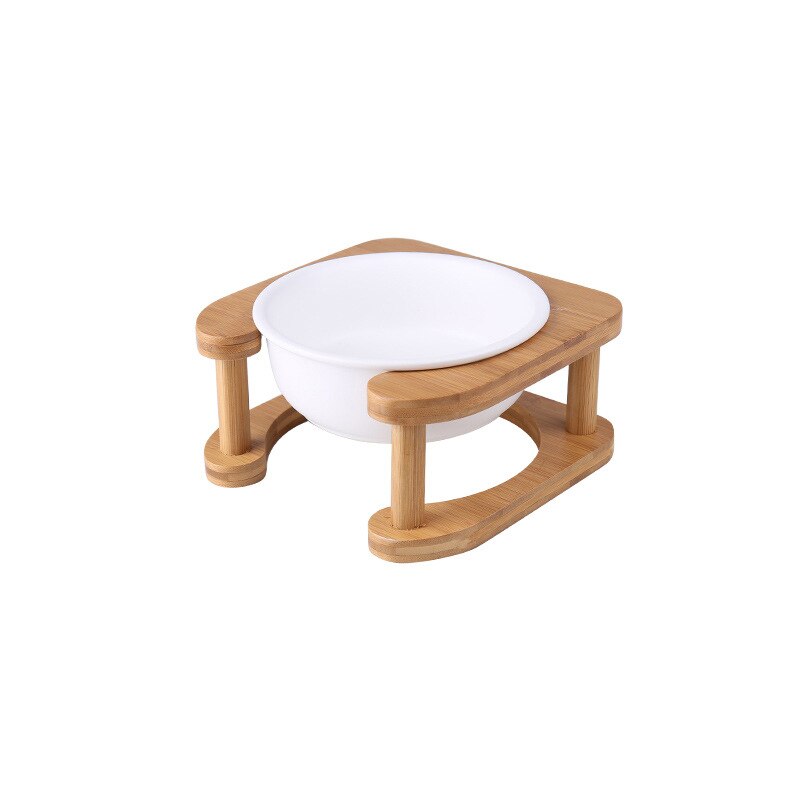 Pet Feeding Bowl With Wood Stand