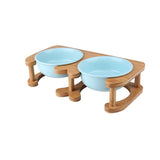 Pet Feeding Bowl With Wood Stand