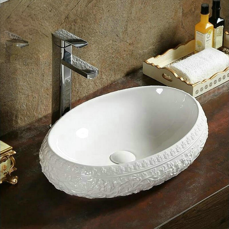 Baroque Style Artistic Round Ceramic Countertop Basin