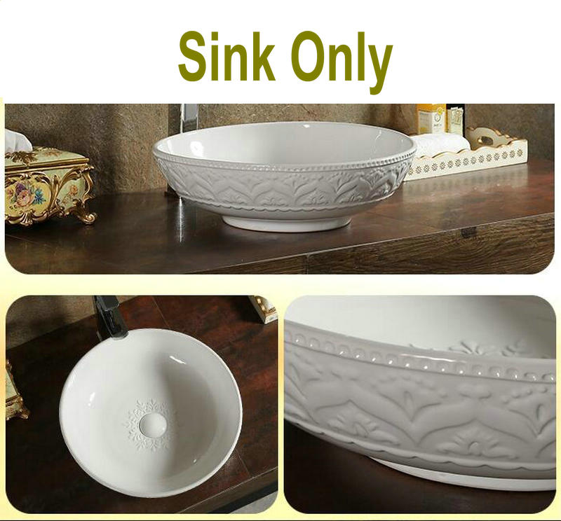 Baroque Style Artistic Round Ceramic Countertop Basin