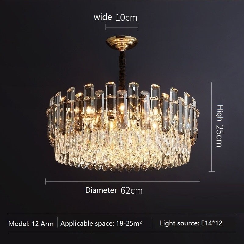 Modern Crystal Luxury Chandelier Golden Lamp