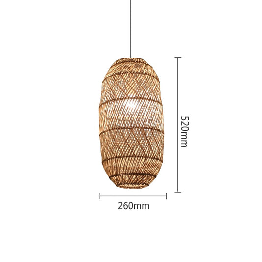 Natural Rattan Asian Style Wicker Hanging Lamp