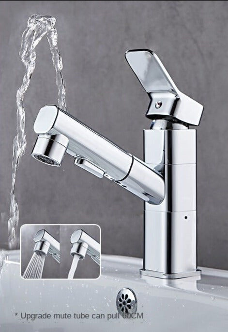 Chrome Pull-out Faucet Bathroom Hot and Cold Wash Head