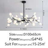 Modern LED Chandelier Light Tree Branch Firefly