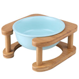 Pet Feeding Bowl With Wood Stand