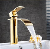 Basin Gold & White Waterfall Faucet Brass