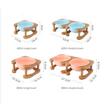 Pet Feeding Bowl With Wood Stand