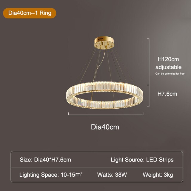 Crystal Ring Large Chandelier Pendant Lamp
