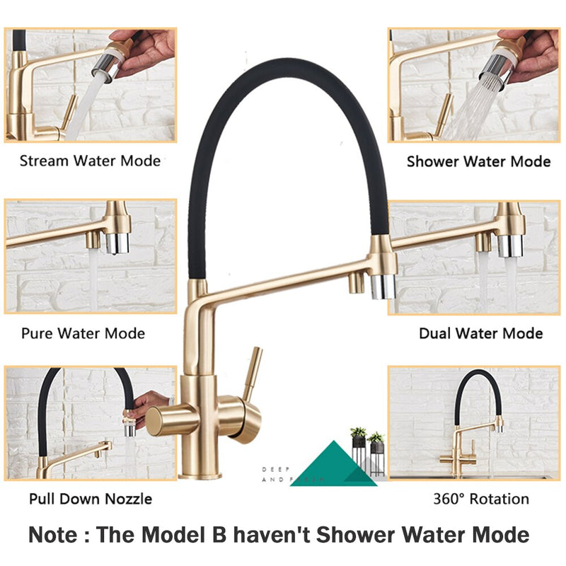 Bronce Brushed Pull Down Mixer Kitchen Faucet