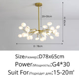 Modern LED Chandelier Light Tree Branch Firefly