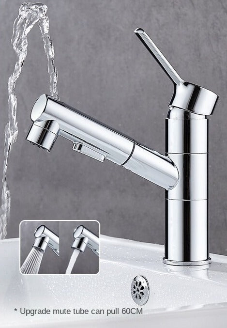 Chrome Pull-out Faucet Bathroom Hot and Cold Wash Head