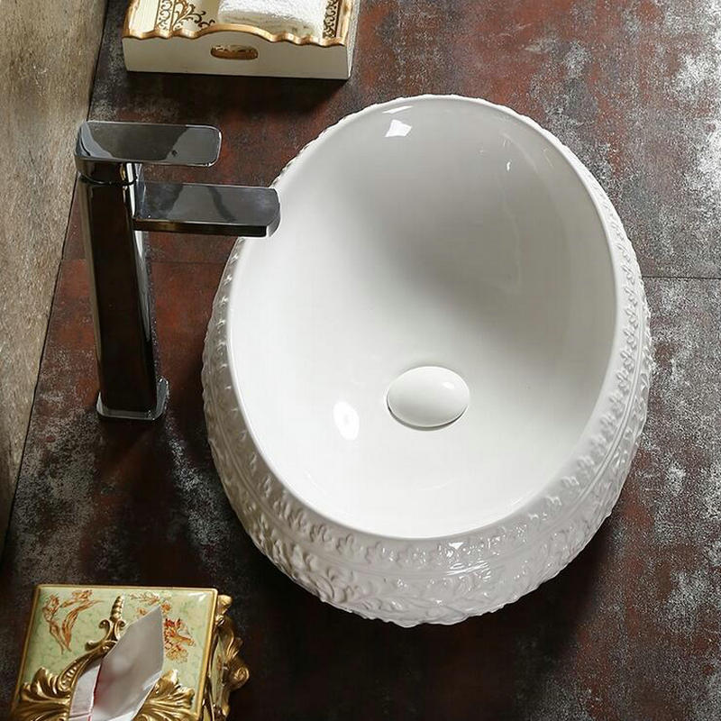 Baroque Style Artistic Round Ceramic Countertop Basin