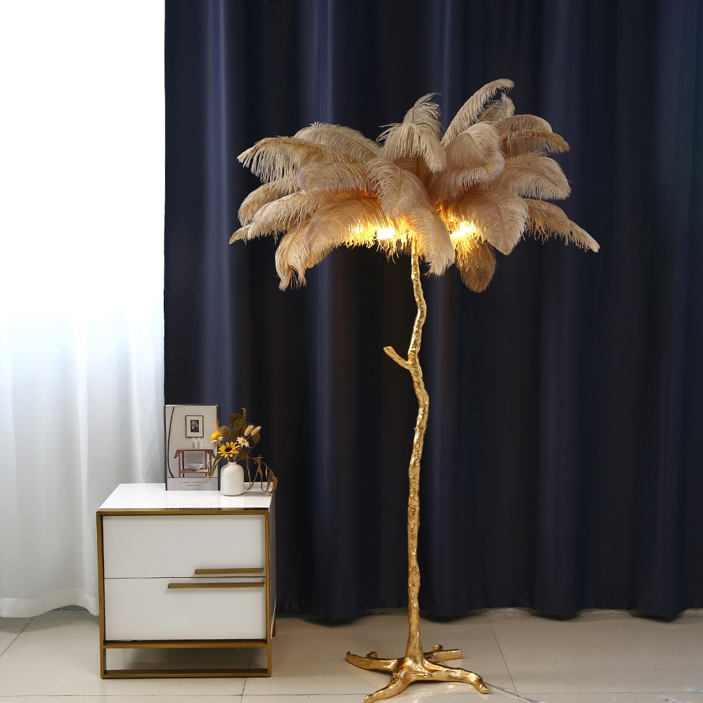 Ostrich Feather Standing Lamp