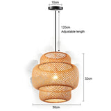 Woven Bamboo Rattan Wicker Chandelier Lamp