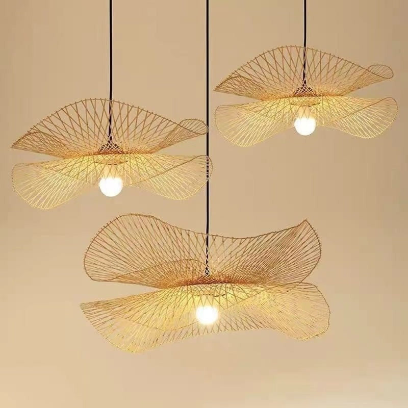 Bamboo Woven Wicker Chandeliers Pendant Lights
