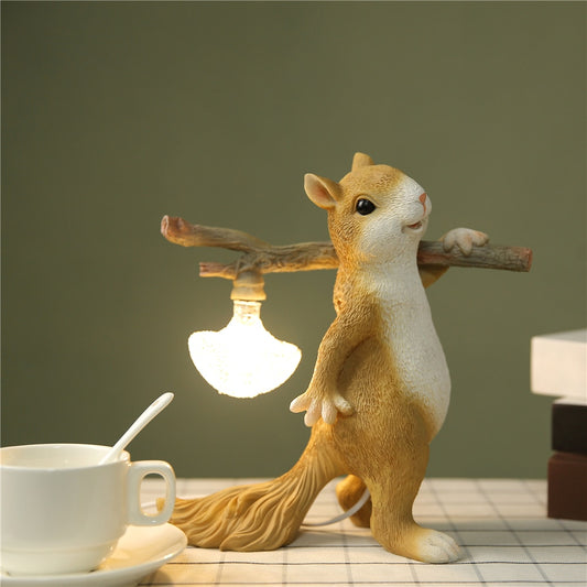 Happy Squirrel Branch Table Lamp