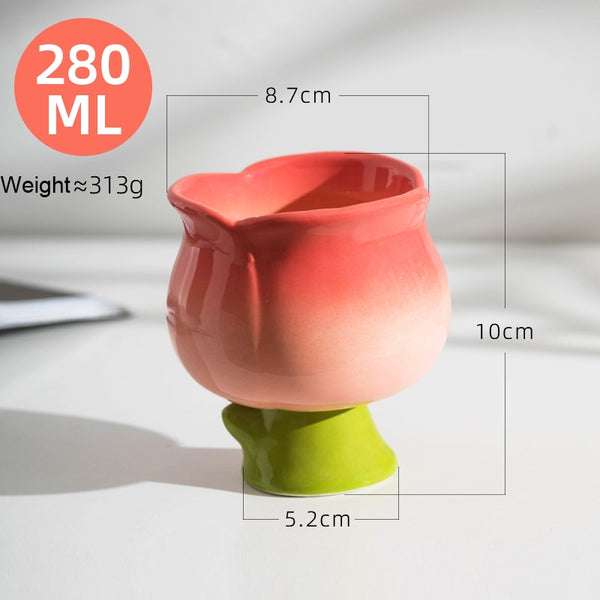 Cute Rose-Shaped Ceramic Cup