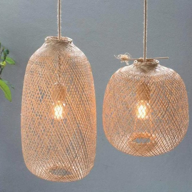 Compressable Bamboo Pendant Light