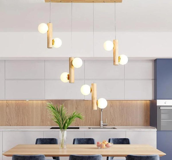 Modern Wooden Bulb Chandelier