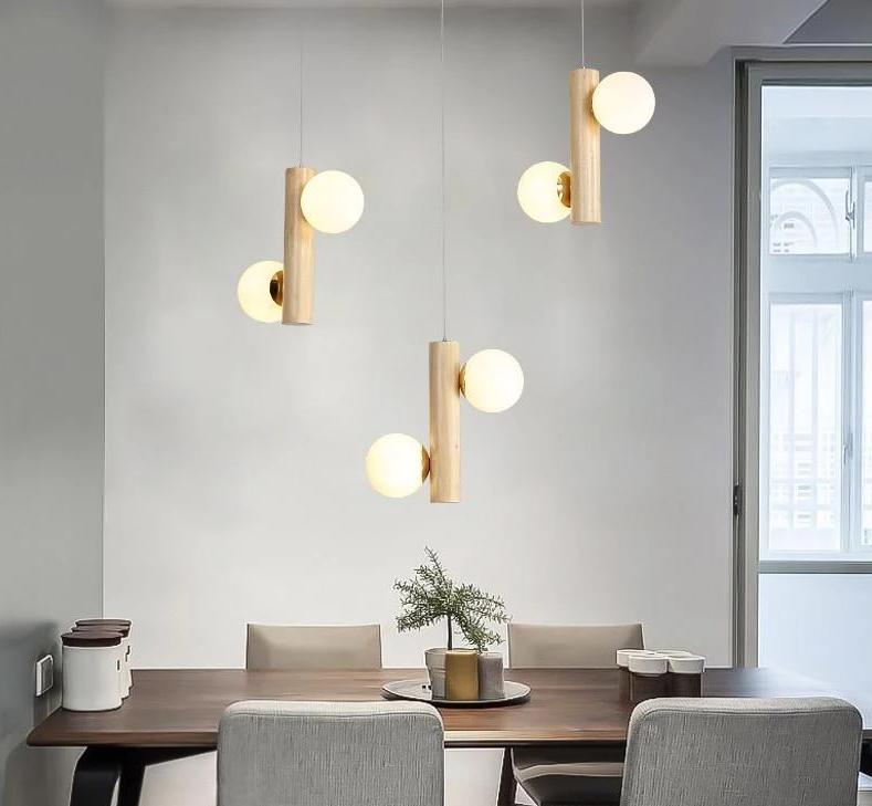 Modern Wooden Bulb Chandelier