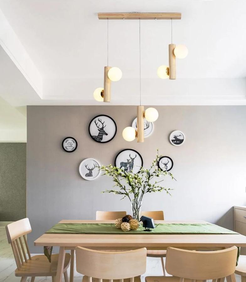 Modern Wooden Bulb Chandelier