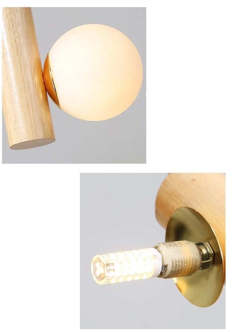 Modern Wooden Bulb Chandelier