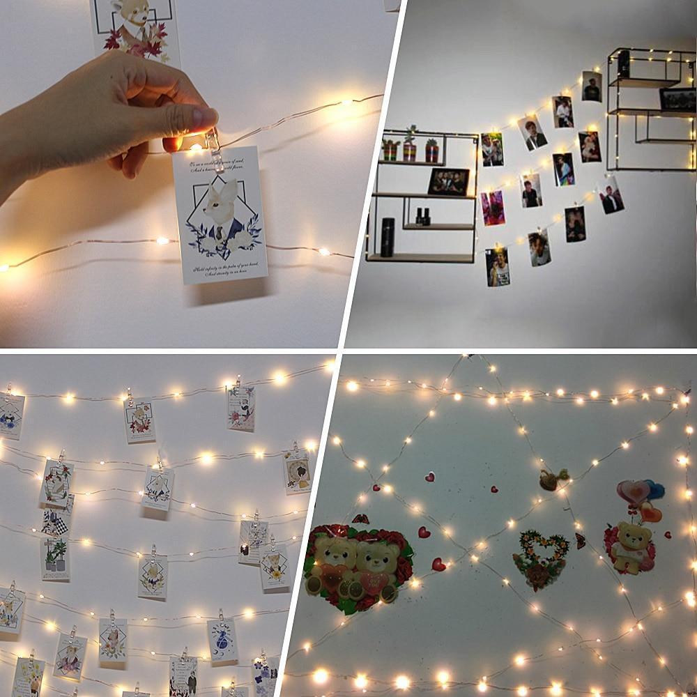 LED Fairy Light String with Photo Clips