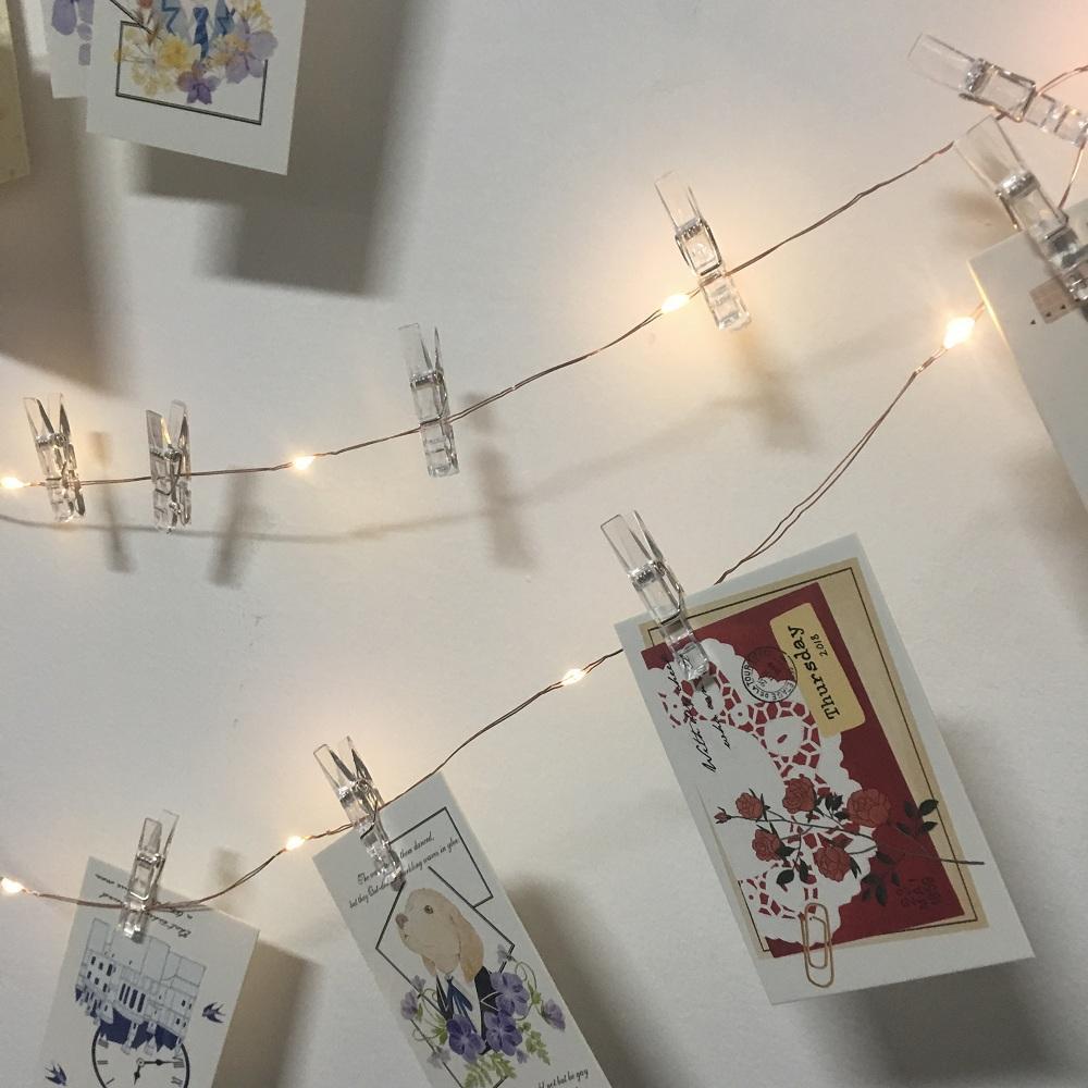 LED Fairy Light String with Photo Clips