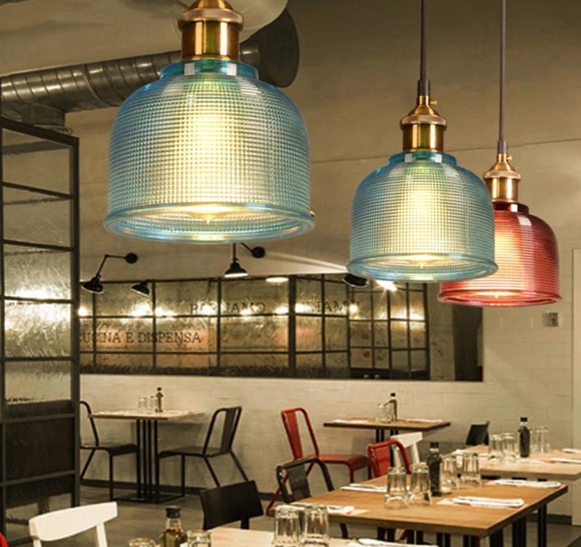 Retro European Color Glass Pendant Light